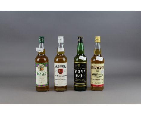 Four bottles of Scotch whisky, Old Mull, Vat69, Highland Earl, Special Reserve