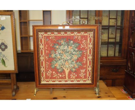 Tapestry fire screen and metal fire screen