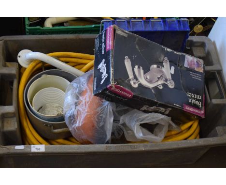 Box of mixer tap, hose pipe and other items