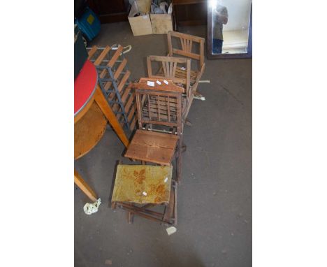 Mixed lot - three vintage folding small chairs and a similar stool