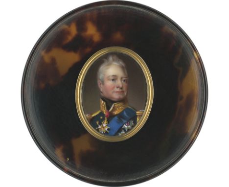 Bone, Henry -- Miniatur Portrait des britischen Königs William IV., in der blauen Uniform eines Flottenadmirals mit blauem Sc