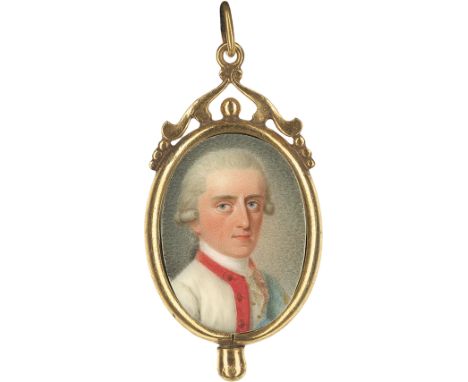 Dolst, Christian Gottlieb -- Miniatur Portrait des Kurfürsten Friedrich August III. von Sachsen (1750 - 1827, Dresden) mit ge