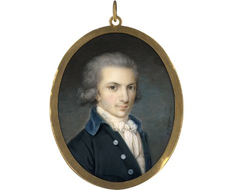 Kügelgen, Gerhard von -- Miniatur Portrait des kaiserlich-russischen Hofjuweliers Jacob David Duval mit grau gepuderter Perüc