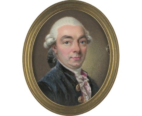 Lambert de Bourner, Olivier - zugeschrieben -- zugeschrieben. Portrait Miniatur eines Mannes mit weiß gepuderter Perücke, in 