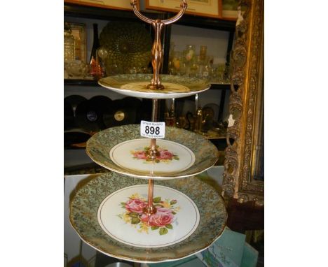 A Clarice Cliff 3 tier cake standRoyal Staffordshire ceramics by Clarice Cliffe. Made in England.All plates in good condition