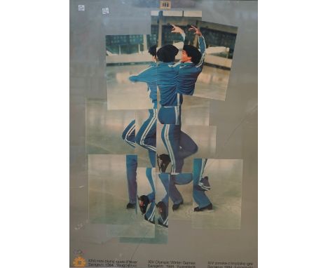 DAVID HOCKNEY WINTER OLYMPICS, 1984 POSTER:  'The Skater', a colour photomontage, the official poster for the Sarajevo Winter