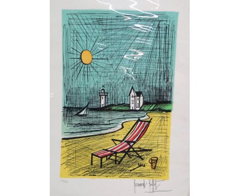Bernard Buffet (French 1928-1999), La Plage; La Petite Plage; Le Pont de Grenelle; Le Pont de la Concorde, four colour lithog