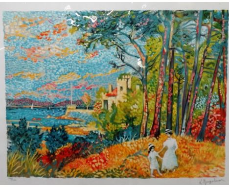 Lucien Neuquelman (French b.1909), La Maison de David Niven, Colour lithograph, signed, 129/250, 46cm x 60.5cm.; together wit