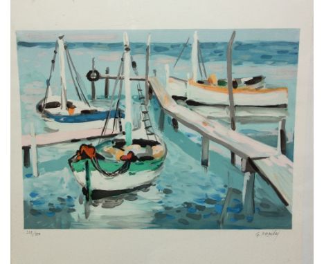 Georges Palmeira (French b.1922), Marina, colour lithograph, signed, 229/250, 34cm x 45.5cm.; together with four further prin
