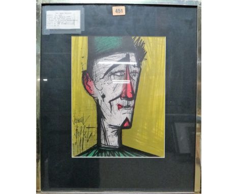 Bernard Buffet (French 1928-1999), Le Clown on a yellow Background; Picador, two colour lithographs, each 30cm x 23cm.; toget
