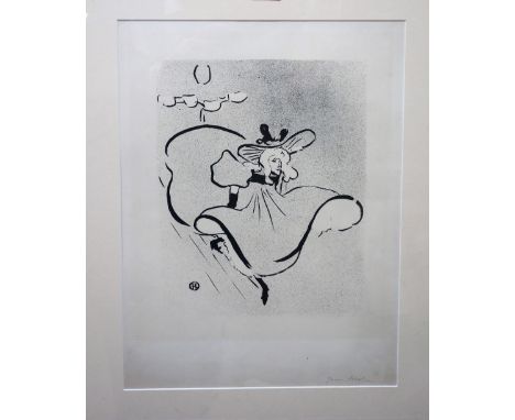 After Henri de Toulouse-Lautrec (French 1864-1901), Jane Avril, lithograph, 26cm x 21cm.
