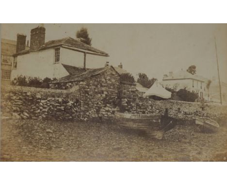 UNKNOWN:  a group of eight salt prints, ca. 1840s, includes country house views and a harbour scene, various sizes, the large