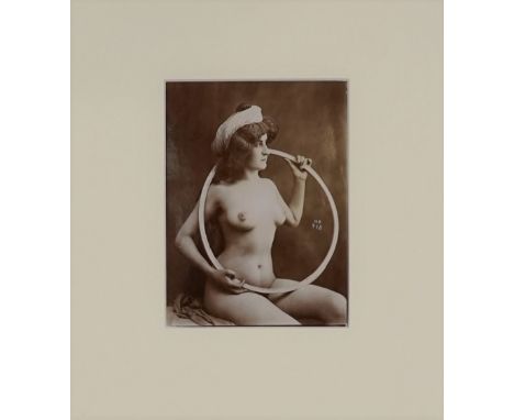 ANON:  Nude Female Study, ca. 1880.  albumen print, pasted on card, and further mounted within card boards numbered 1214 lowe