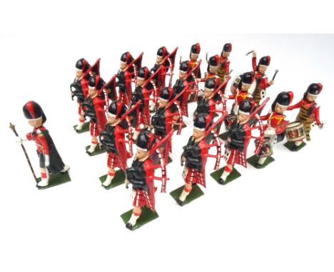 Britains set 2109, Highland Pipe Band of the  Black Watch with Drum Major and Pipe Major (Condition Excellent, some flaking f