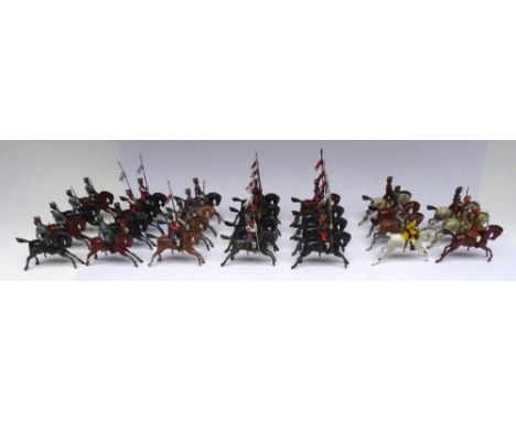 Britains from sets 46, 10th Bengal Lancers and 45, 3rd Madras Light Cavalry with a few others (Condition Good-Poor, many repa