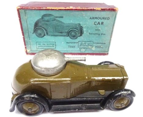 Britains set 1321, Armoured Car khaki finish, metal wheels, in original Whisstock box (Condition Good, underside card crumple