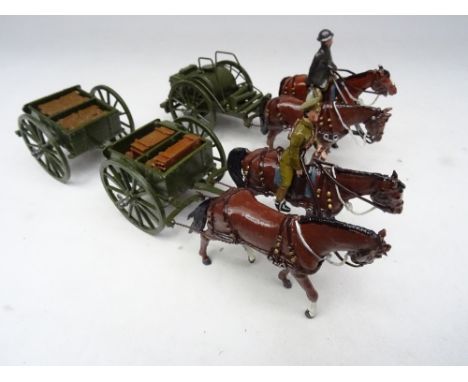 Toy Army Workshop Horsedrawn Limbered Wagon with eight crates, and horsedrawn Water Wagon (Condition Excellent) (15)