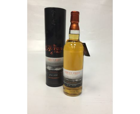 ARRAN 1995 FIRST DISTILLATION
Active. Lochranza, Isle of Arran. 
700ml, 46% volume, in tube.  CONDITION REPORT: Very good. 