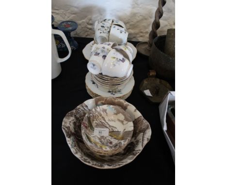 Two floral part tea services and a WH Grindley 'Quiet Day' part tea service