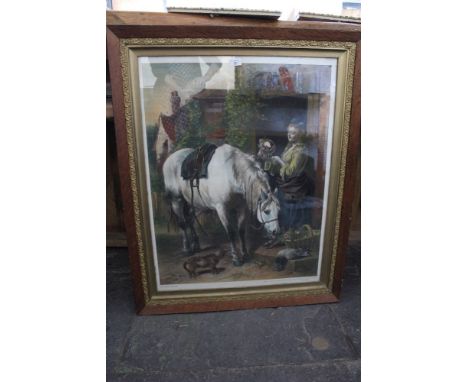 Victorian lithograph - 'The Gardener's Daughter', framed