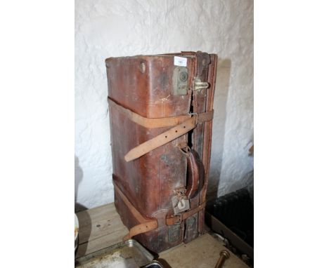 Vintage brown leather suitcase