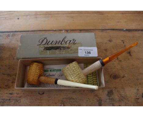 Two Missouri Meerschaum 'Cultivated' pipes, with leaflet in associated box