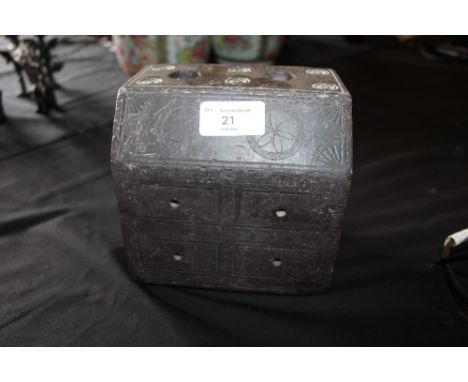 18th/19th Century Welsh carved slate Bureau pattern twin sconce candlestick (slight old wear)