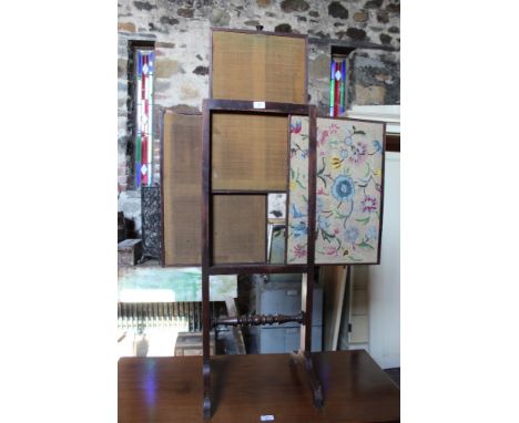 19th Century mahogany three slide fire screen