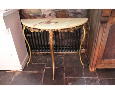 Onyx and gilt metal semi circular console table