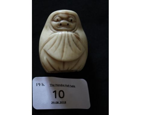 Antique Japanese carved bone netsuke, carved with figure in a shawl