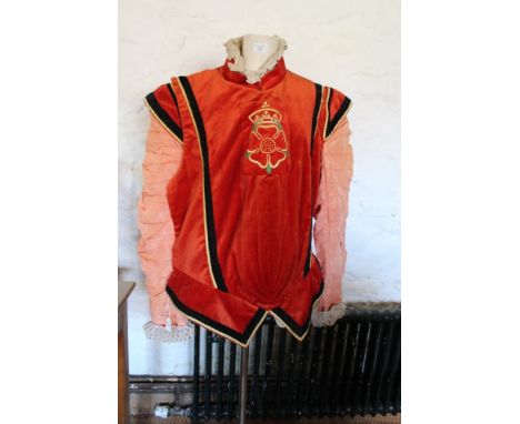 Pair of English National Opera 'Beefeater' jackets for the production 'Gloriana', the labels internally worded for the wearer