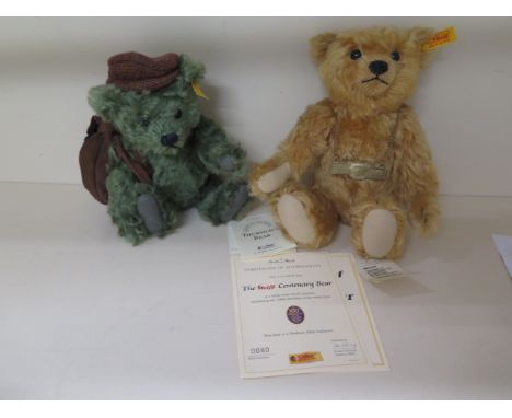 Two Steiff teddy bears Thursdays bear and Steiff Centenary 30 with certificate 