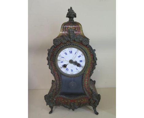 A Henri Marc A Paris Boulle work mantle clock, 30cm tall, dial is cracked, case is untouched condition, silk suspension ticks