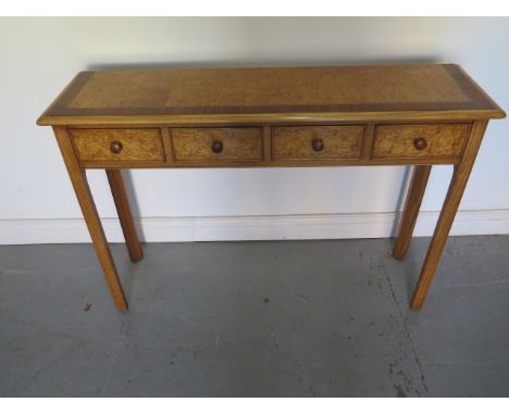 A new Masur birch 4 drawer hall/ side table, made by a local craftsman to a high standard, 77cm tall x 111cm x 30cm 