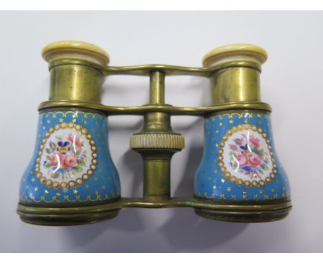 A pair of French Lunnette Duchessee glasses in working order, small damage to one enamel 