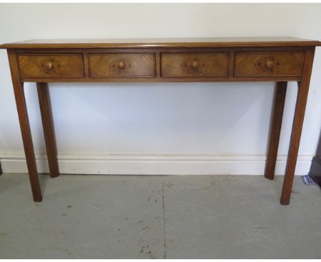 A new burr oak four drawer hall table, made by a local craftsman to a high standard, 77cm tall x 130cm x 30cm 