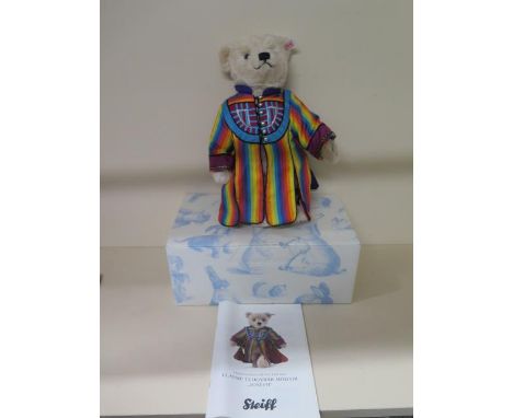 A boxed Steiff teddy bear Joseph with certificate, some corrosion to music box but working