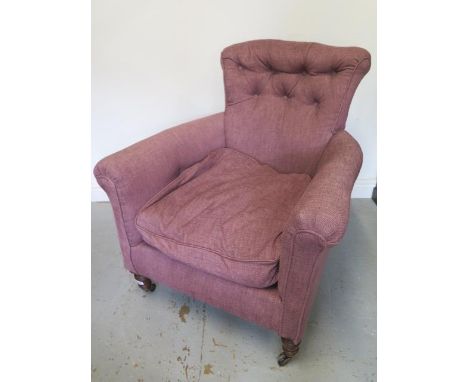A Victorian button back armchair recently recovered, 89cm tall x 79cm wide x 85cm deep 