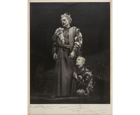 *McBean (Angus, 1904-1990). Photographic portrait of John Gielgud as King Lear, and Alan Badel as the fool, Stratford, 1950, 