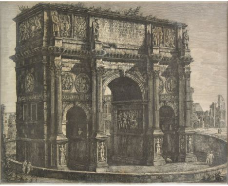 *Rossini (Luigi, 1790-1857). Veduta dell'Arco di Costantino, escavato e ristaurato da Papa pio VII regnante, Rome, 1821, etch