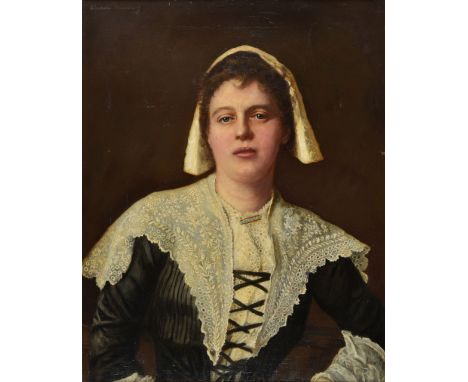 *Warburg (Blanche, late 19th/early 20th century). Portrait of a Dutch Woman,  oil on canvas, signed to upper left corner, mod
