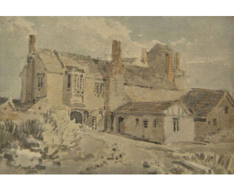 *Style of Joseph Mallard William Turner (1775-1851). An early English manor house,  small-scale watercolour on paper, 62 x 92