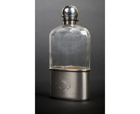 *Hip Flask. A Victorian silver and glass hip flask by William Gibson & John Langman, London 1895,  retailed by Goldsmiths & C