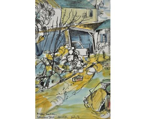 *@Graham (Rigby, 1931-2015). Robinson's Yard, Haworth, 1974,  watercolour with pen & black ink on paper, signed titled and da