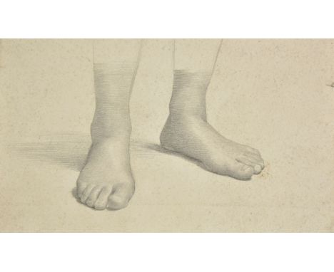 *De Morgan (Evelyn, 1855-1919). Study of feet, pencil on card, showing a pair of feet in perspective, dust-soiled, sheet size