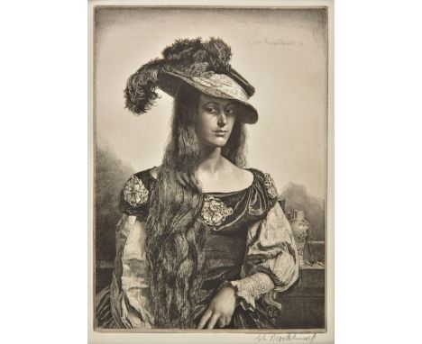 *@Brockhurst (Gerald Leslie, 1890-1978). The Black Silk Dress, 1927,  etching on wove paper, from the edition of 111, signed 
