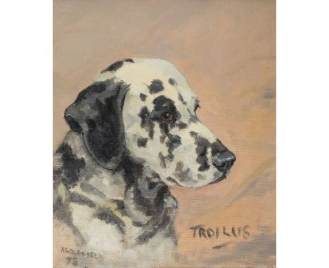 *Oldfield (R.A., 20th century). Troilus lying down in a garden, circa 1978, oil on board portrait of Robert Hardy's family da