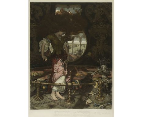 *Hunt (William Holman, after). The Lady of Shalott, 1909,   fine hand coloured mezzotint by J.D. Miller, published by Arthur 