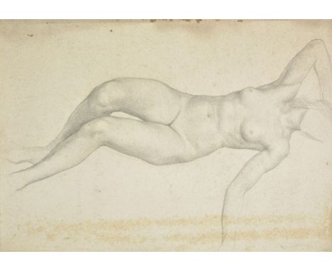 *De Morgan (Evelyn, 1855-1919). Female nude study for Boreas and Oreithyia, pencil on card, full length female nude, dust-soi