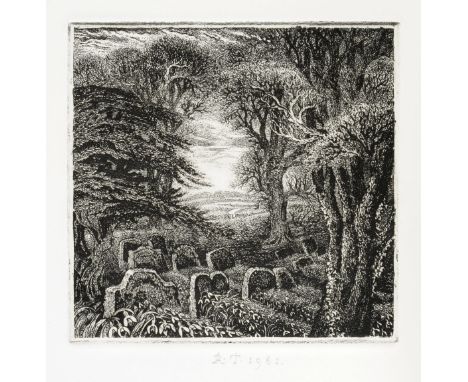 Tanner (Robin, 1904-1988). Illustration for Thomas Gray's Elegy, 1980,  etching, signed with initials in pencil, and dated 19